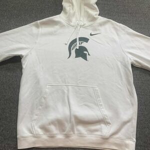 Nike Michigan State Spartans Hoodie White Green XL Pullover Sweatshirt Mens